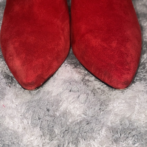 Red suede booties 3.5-4” heel - Picture 7 of 7